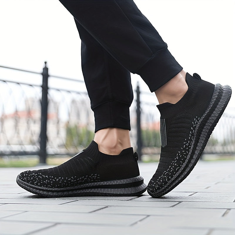 Knit Breathable Slip On Casual Shoes, Soft Sole Sneakers