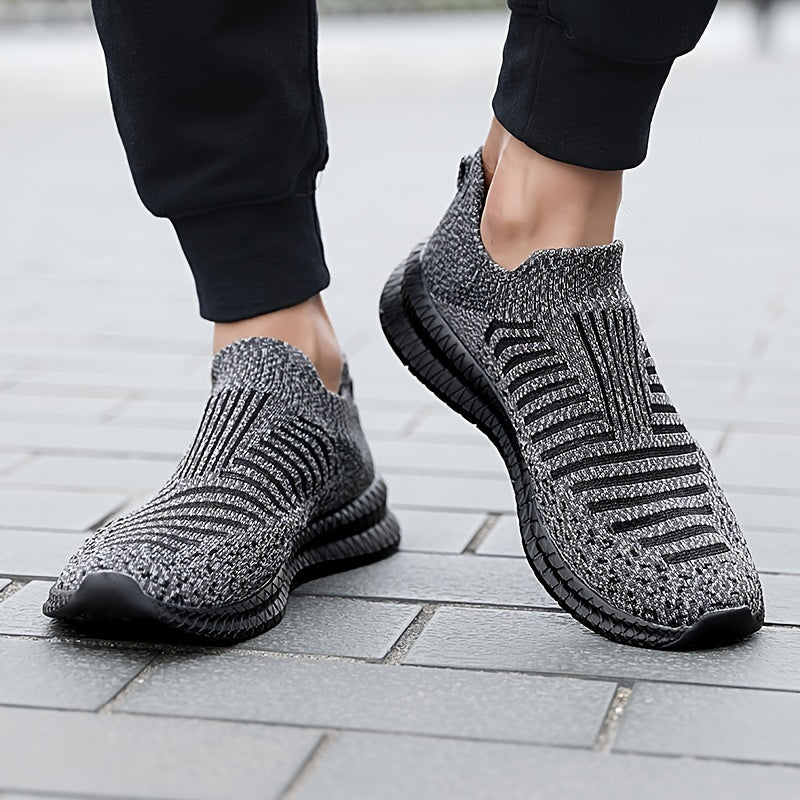 Knit Breathable Slip On Casual Shoes, Soft Sole Sneakers