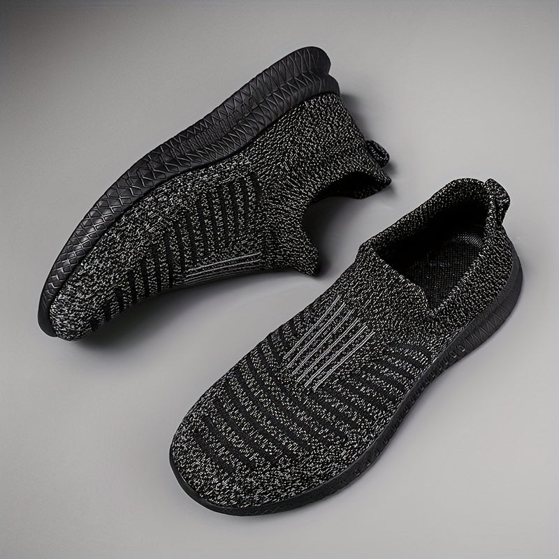 Knit Breathable Slip On Casual Shoes, Soft Sole Sneakers